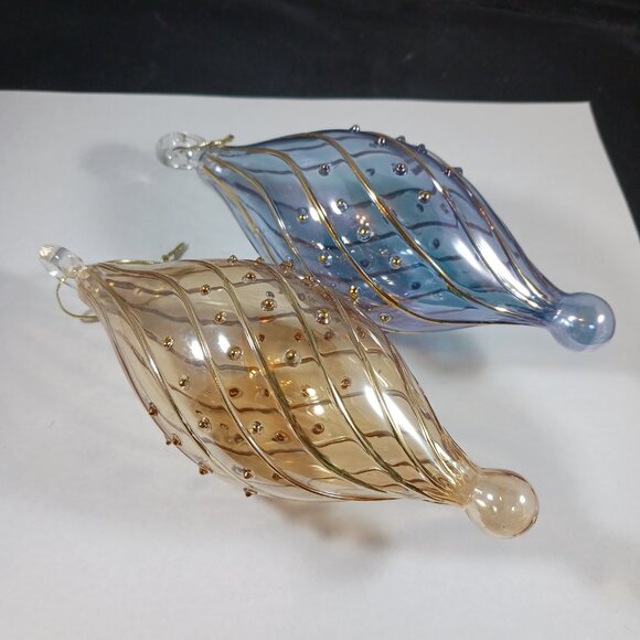 Hand Blown Egyptian Glass Christmas Tree Ornament 2pcs - Picture 1 of 8